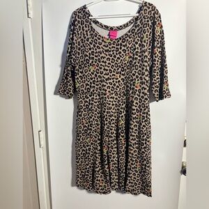 Torrid Animal Print Mini Dress with Pink and Green Highlights